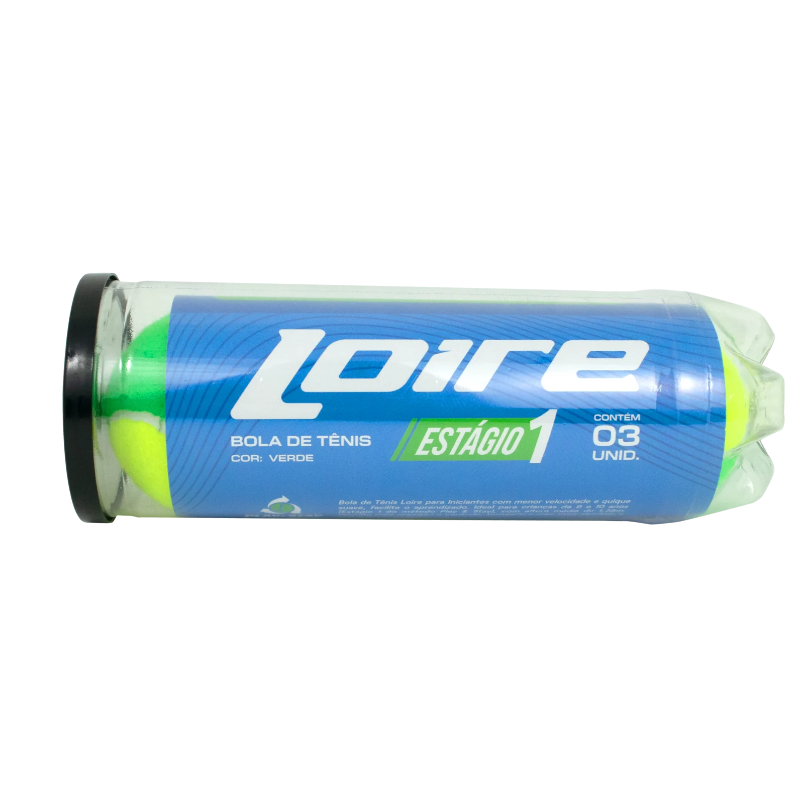 Bolinha bola de tênis de campo estágio 1 verde Loire - tubo com 3 und