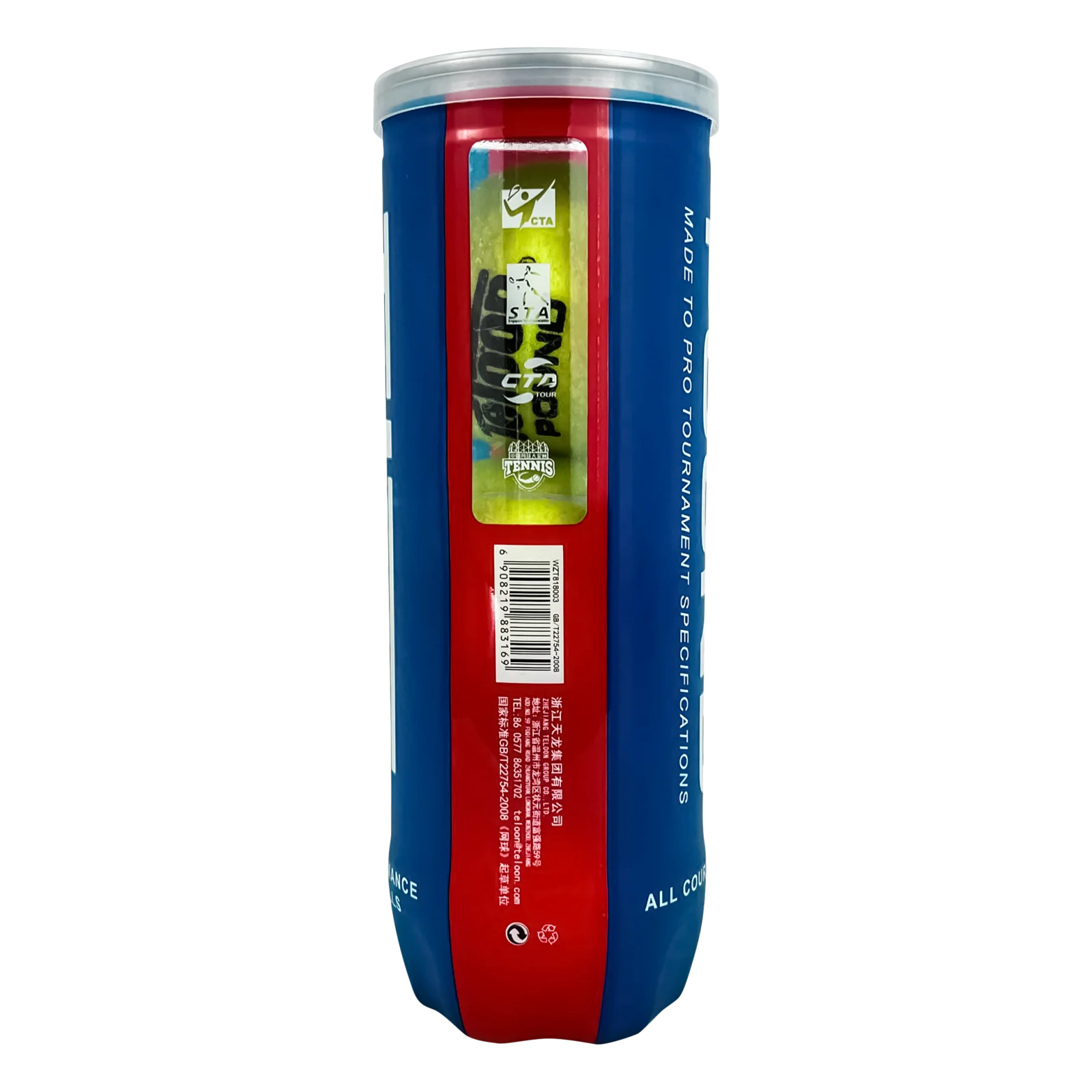 Bolinha bola de tênis de campo oficial adulto ITF Teloon - tubo com 3 und