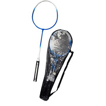Kit de badminton com 02 raquetes de aço e 03 volantes Pista e Campo