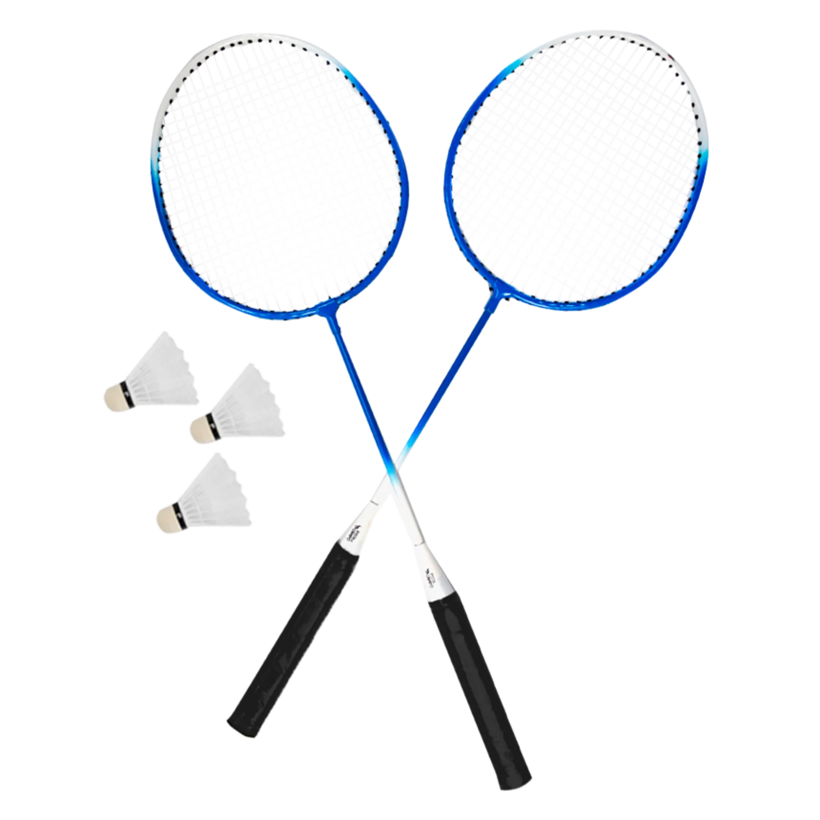 Kit de badminton com 02 raquetes de aço e 03 volantes Pista e Campo