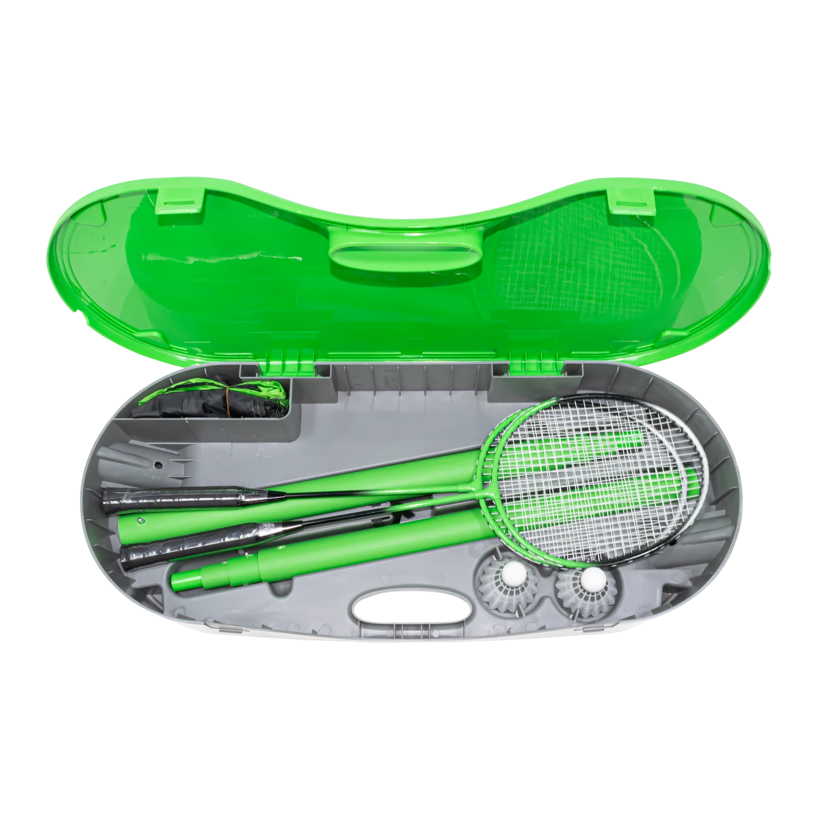 Kit portátil de badminton com rede, postes, 2 raquetes, 2 volantes e maleta Loire