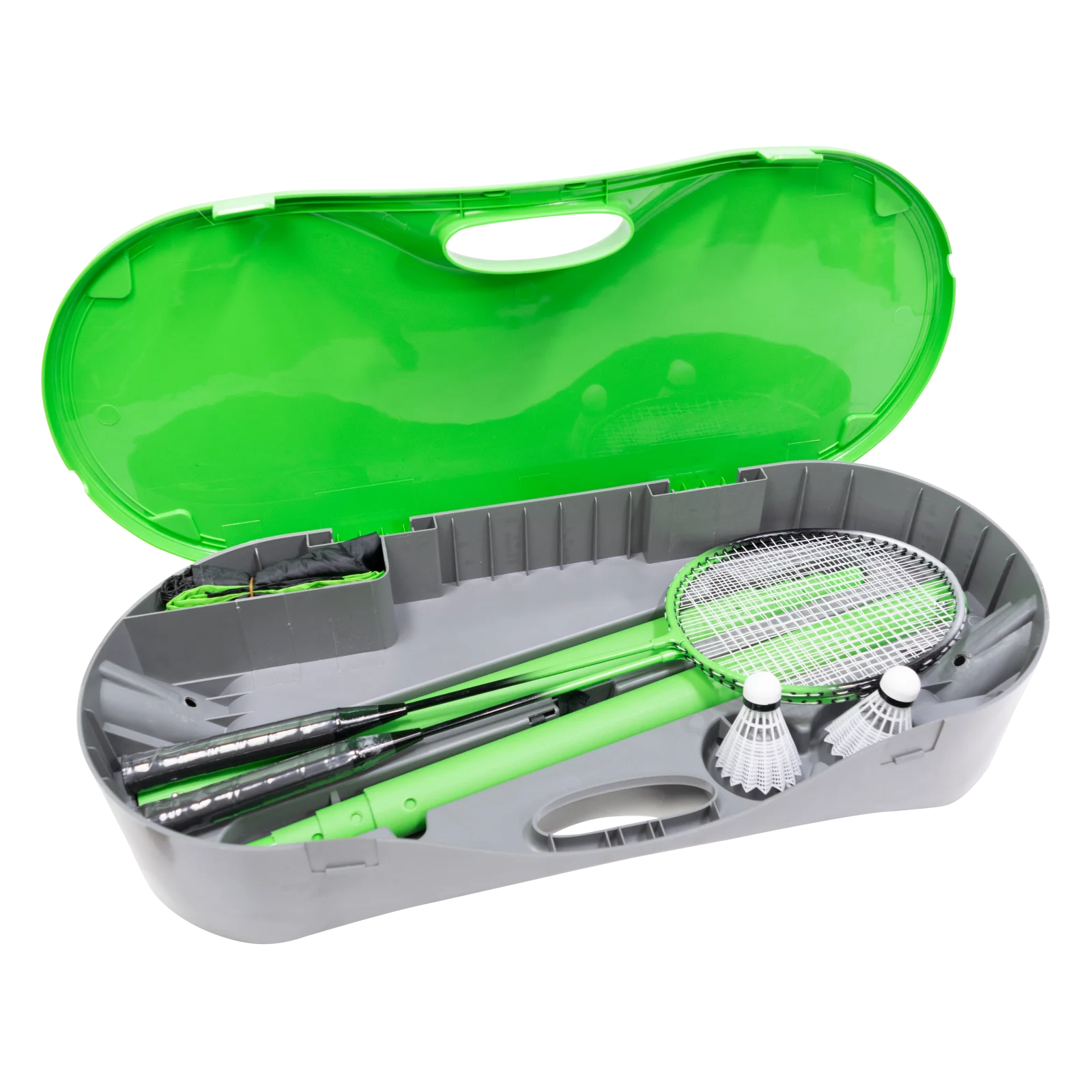 Kit portátil de badminton com rede, postes, 2 raquetes, 2 volantes e maleta Loire