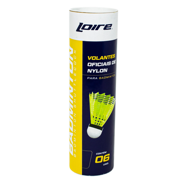 Volante peteca de badminton de nylon Loire - tubo com 06 und