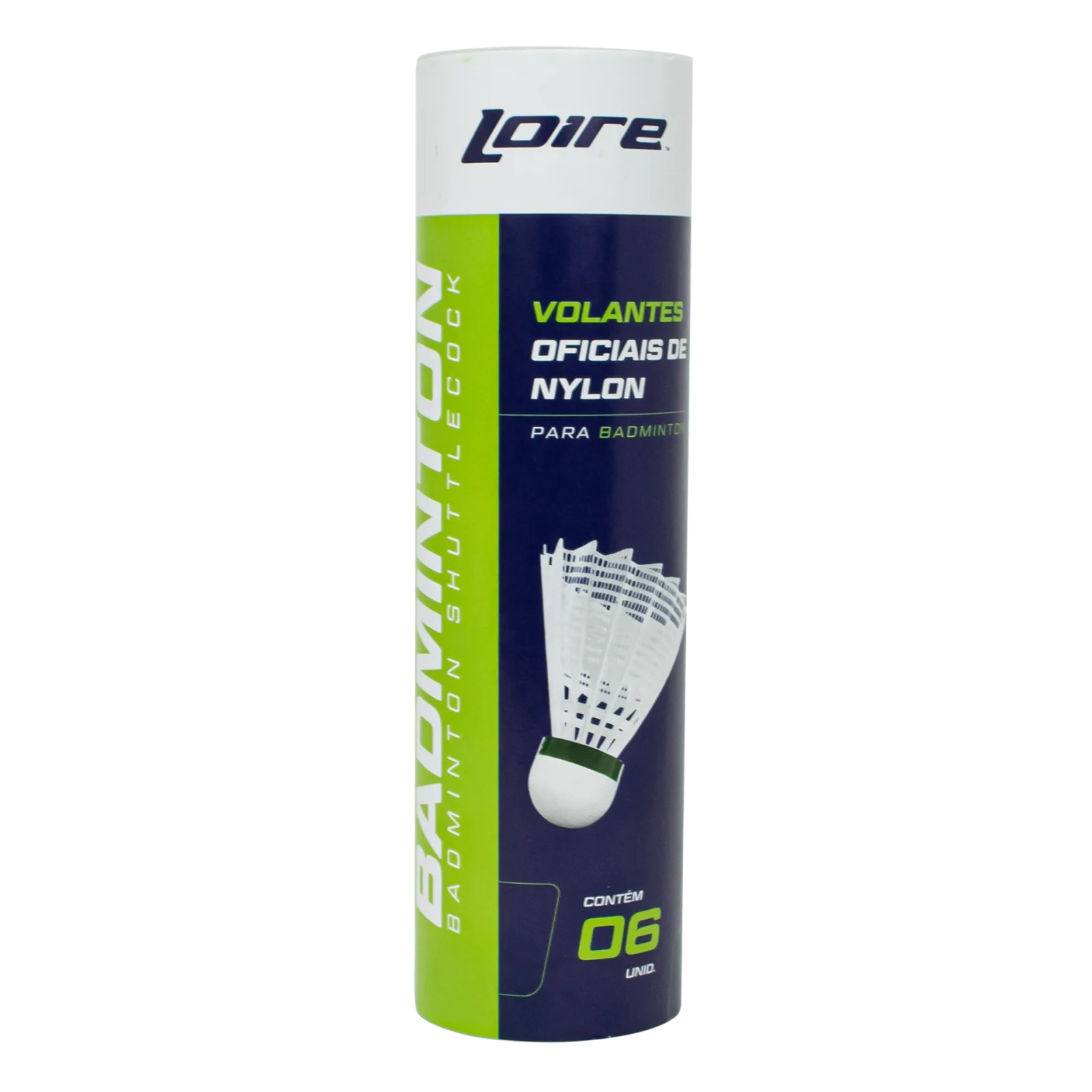 Volante peteca de badminton de nylon Loire - tubo com 06 und