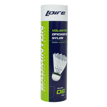 Volante peteca de badminton de nylon Loire - tubo com 06 und